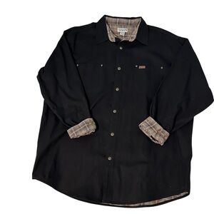 Carhartt Shirt Jacket MenS XXL Tall BlackSnap Flannel Lined Canvas Chore Shacket